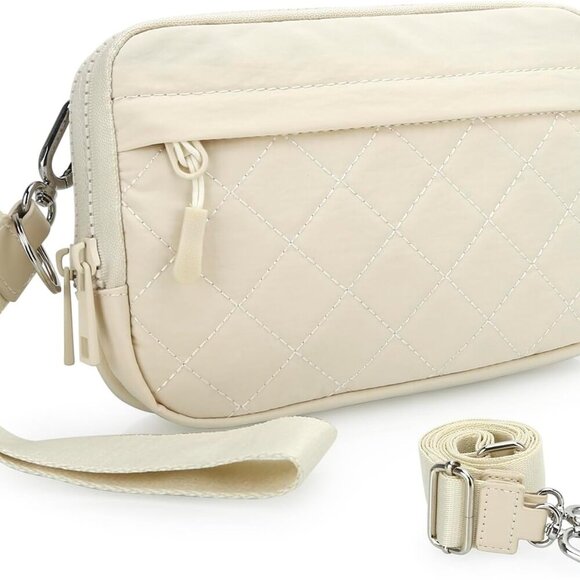 Quilted Nylon Wristlet Wallet Crossbody RFID Blocking Bag with Multiple Pockets - Picture 1 of 9